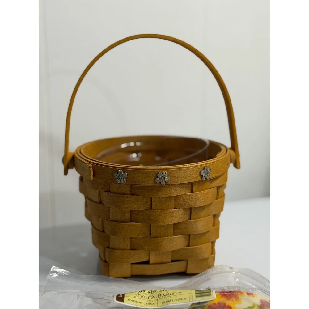 Longaberger Basket 2007 Mother's‎ Day Trim-A-Basket Brown Sunflower Floral Liner